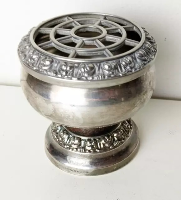Vintage Silver Plate Ianthe Rose Posey Bowl Flower Arranger Holder Display