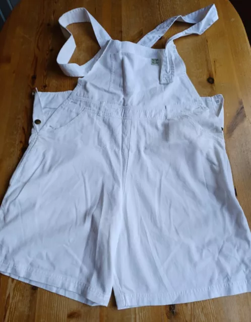 Lucy & Yak Dungaree Shorts Organic Cotton - White - size M - BNWT