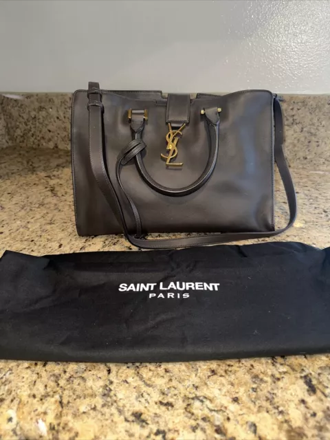 SAINT LAURENT 2way Hand bag Shoulder Bag Cabas Gray 240314N Monogram Coal