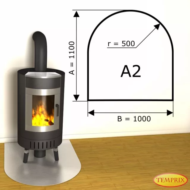 Temprix Kaminbodenplatte & Ofenblech | Funkenschutzplatte für Kamin & Ofen | A2