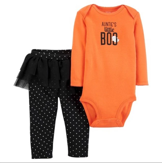 CARTER'S 2 Piece Outfit LITTLE BOO Infant Baby Pants Tutu Bodysuit Halloween 6 M
