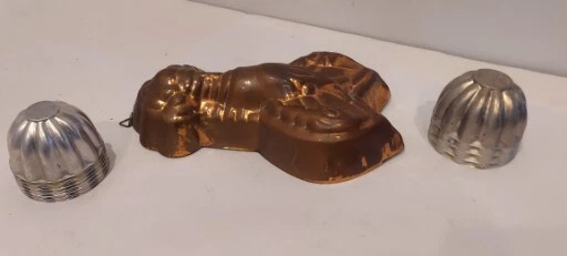 Vintage Copper Lobster Mold Jello 10"  Mold Gelatin Lot Of Jello Mold Cups