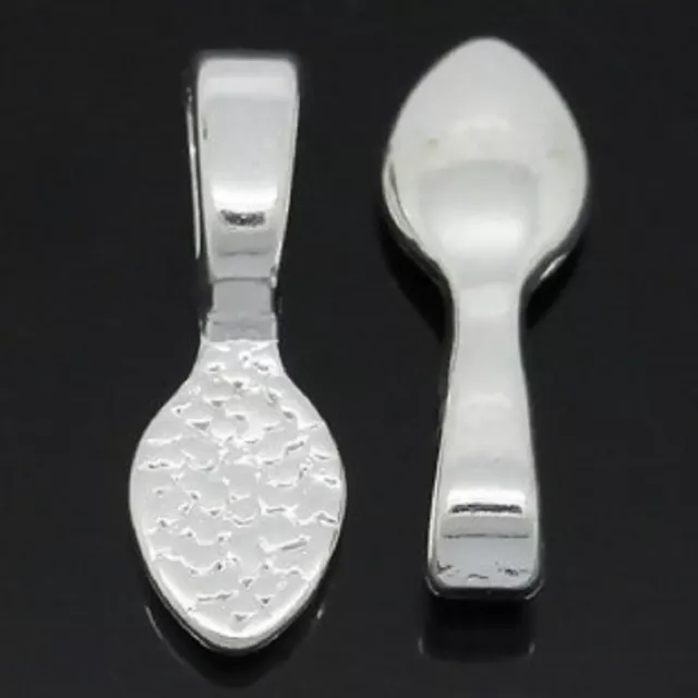 20-100 Glue On Bails Spoon Tableware Silver Plated Alloy 16mmx5.5mm (B28762)