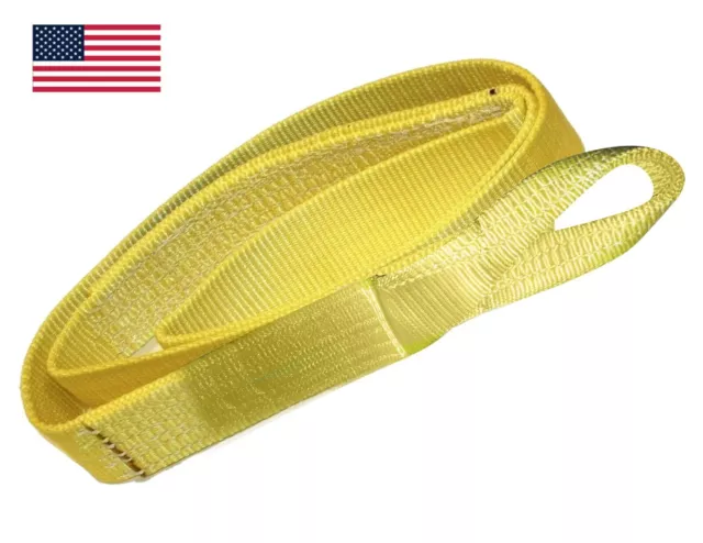 USA Made 4" x 10 ft Nylon Lifting Sling Eye & Eye 2-ply Tow Strap Crane Pull ATV