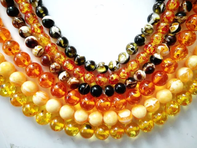 15.5''orange green copal amber round 4 6 8 10 resein beads(imitation of amber)