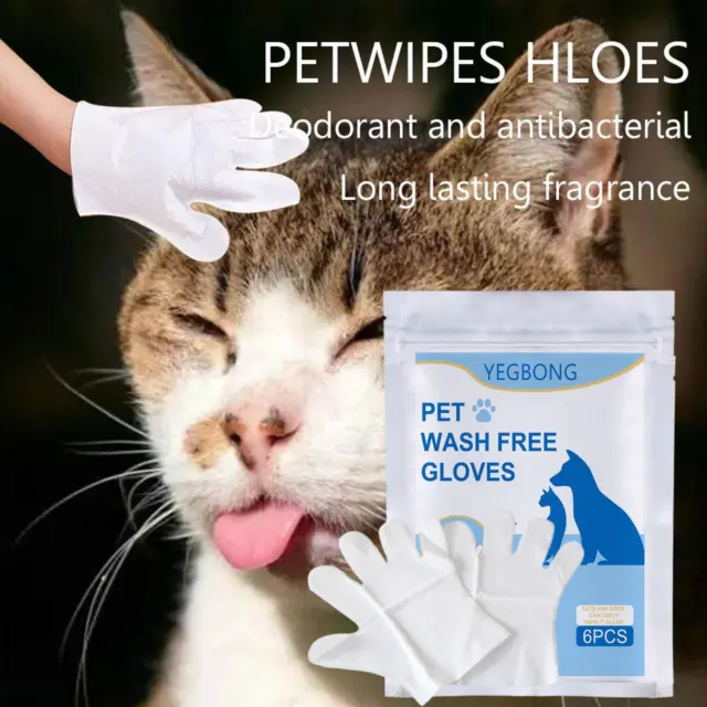Toallitas sin enjuague para mascotas para bañar perros aseo gatos lavado uso para guantes D6P3