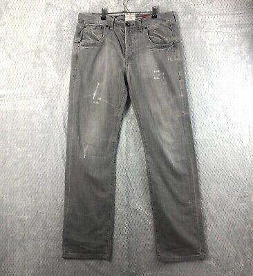 River Island Jeans Grigio Da Uomo UK34L casual con effetto invecchiato Strappato Gamba