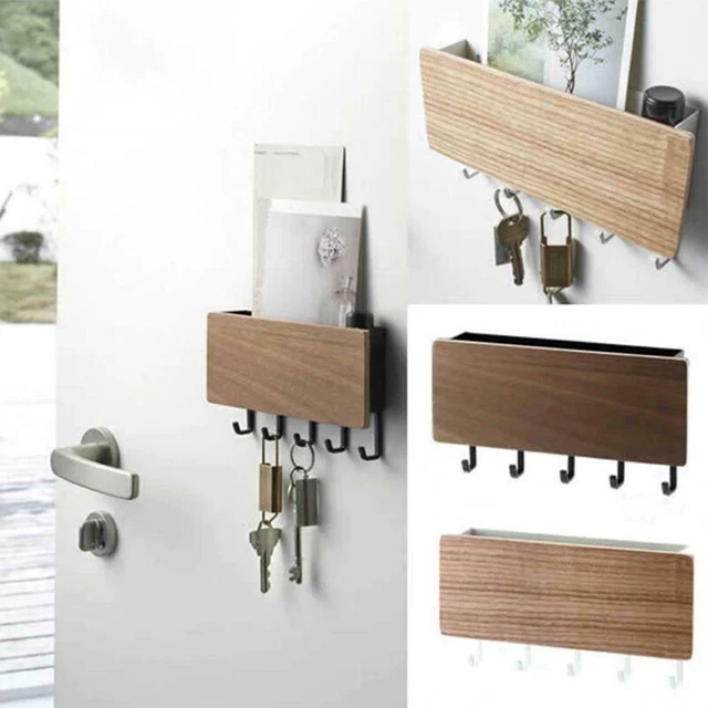 Key Holder Wall Mounted Hanging Rack Hanger Hooks Wooden Home Decor Organizer