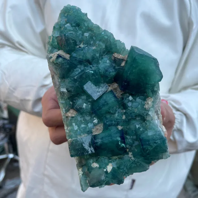 3.2lb NATURAL Green FLUORITE Quartz Crystal Cluster Mineral Specimen. 2