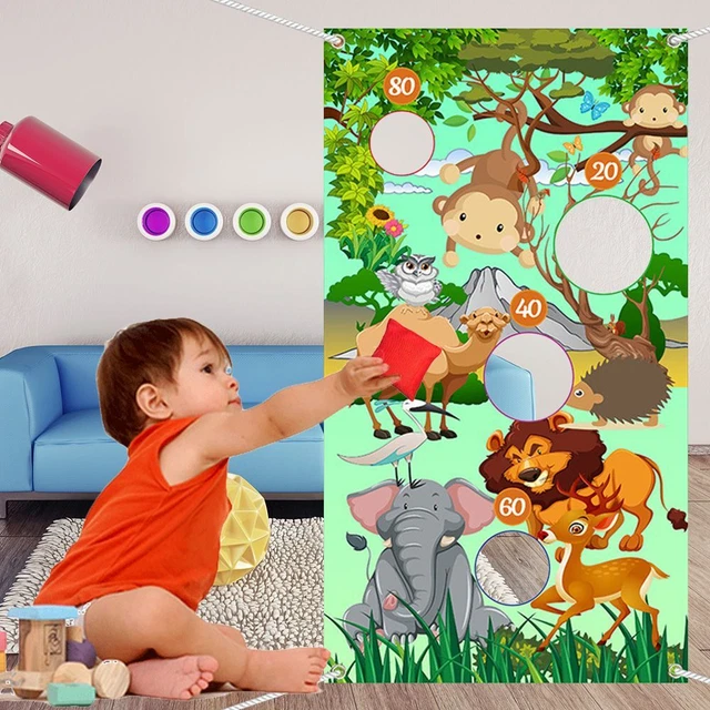 JUNGLE ANIMALS THROWING Game Play Bean Bags Safe Tossing Throwing