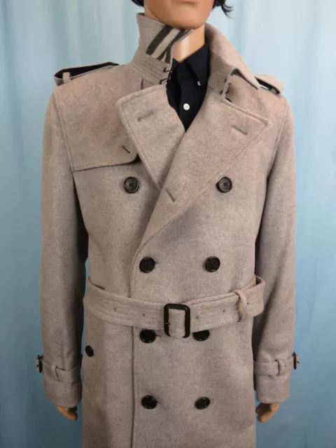 Nwt Burberry Kensington Gray Wool Cashmere Check Collar Trench Coat Us 42 Eur 52 3