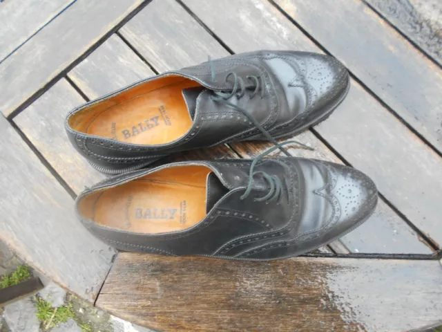 Rare Chaussures Bally Made In France Bout Fleuri Noires T 42,5 A 45€ Ach Imm Fp