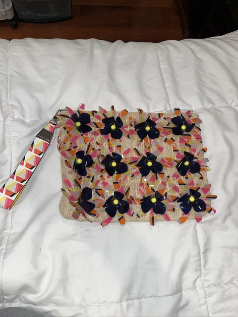 Trina Turk Tweed Woven Purse Bag Satchel Bright Colors Classic Dr Bag Roomy Rare