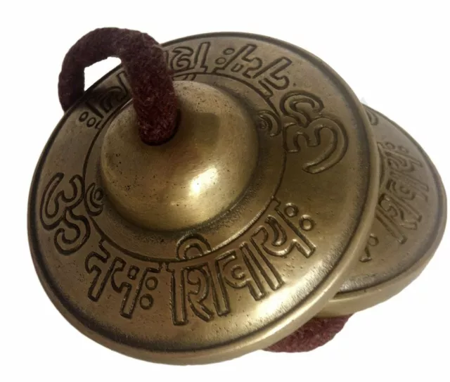 Main Réglé Pour Clé De Om Namah Shivay 6.3cm Tingsha Tibétain Cloche (Cloche)