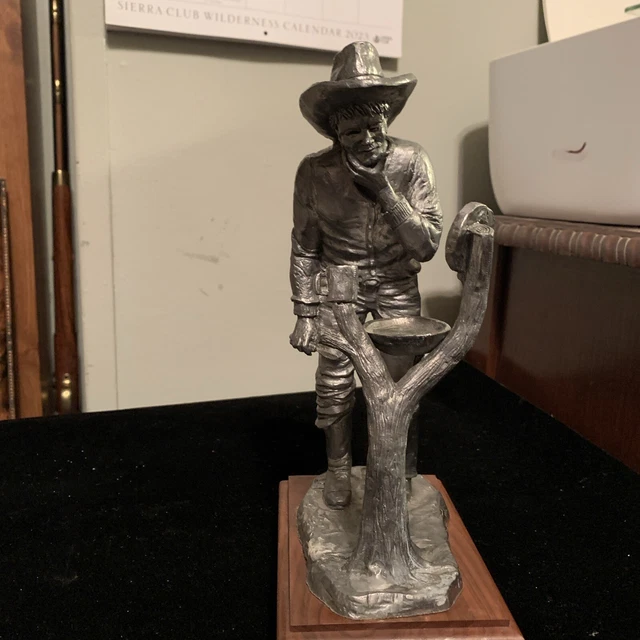 Michael Ricker Western Statue cowboy shaving pewter 1985