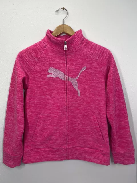 Puma Pink Sweater Jacket Long Sleeve Full Zip Pocket Girls/Kids Sz XL(16)