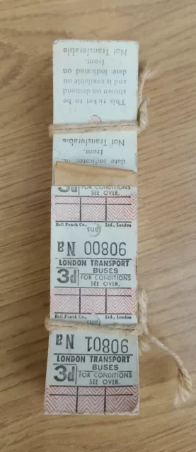 London Transport Vintage Bus Tickets 3d X 400 Approx