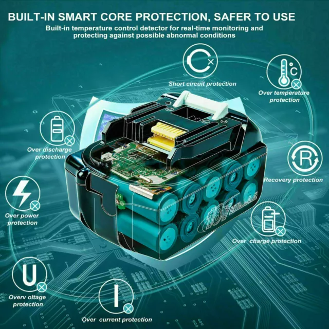 Makita 18 V BL1850B Batteria 5,0 Ah agli ioni di litio LXT BL1830 BL1850B BL1860B Caricabatterie 3