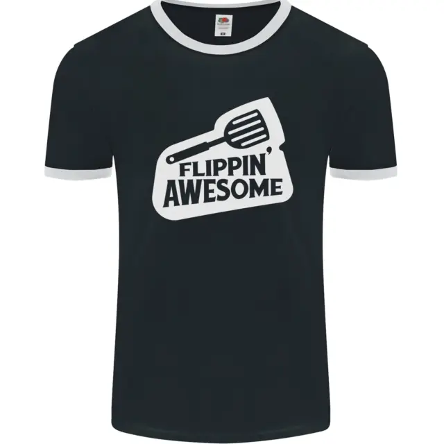 Flipping Awesome Funny Chef BBQ Fathers Day Mens Ringer T-Shirt FotL
