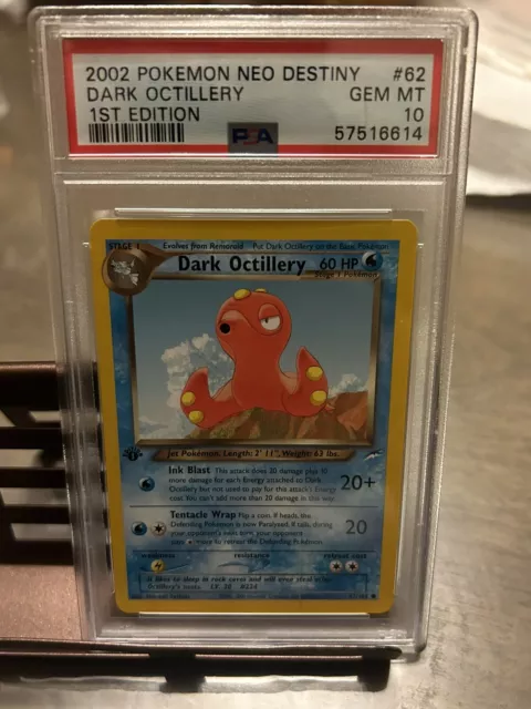 2002 Pokemon Dark Octillery #62 Common English First Edition Neo Destiny PSA 10