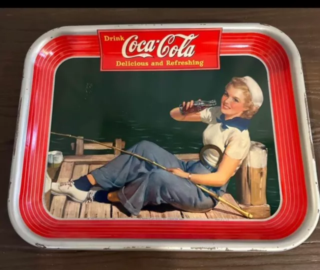 Rare Vintage 1940’s Coca-Cola "Sailor Girl" Metal Serving Tray