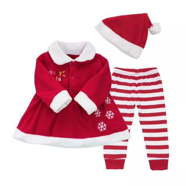 Abiti natalizi per bambine top abiti + pantaloni a righe + set di abiti cappello 2