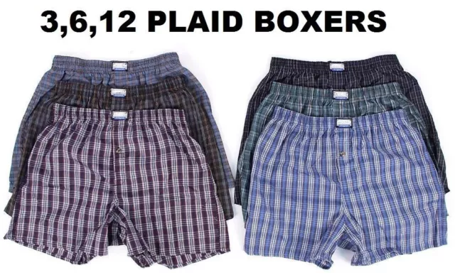 New 3-12 Mens Boxer Check Plaid Shorts Trunk Underwear Cotton Briefs Size S-4XL