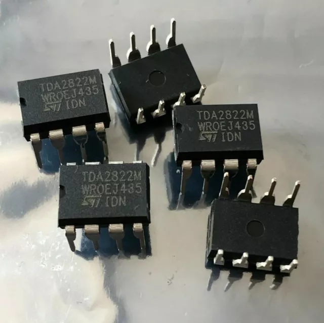 5 PIECES of TDA2822M   DUAL LOW VOLTAGE POWER AMPLIFIER IC 1W 12V DIP-8   HU1213