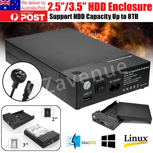 AU USB 3.0 2.5/ 3.5inch SATA Hard Drive Disk External Enclosure SSD HDD Case Box