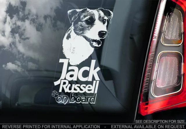 Jack Russel Terrier Car Sticker - Dog On Board Bumper Window Decal Sign Gift V02