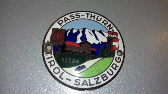 PASS THURN Tirol Emallie Oldtimer Kühler-Plakette Porsche BMW DKW Emallie