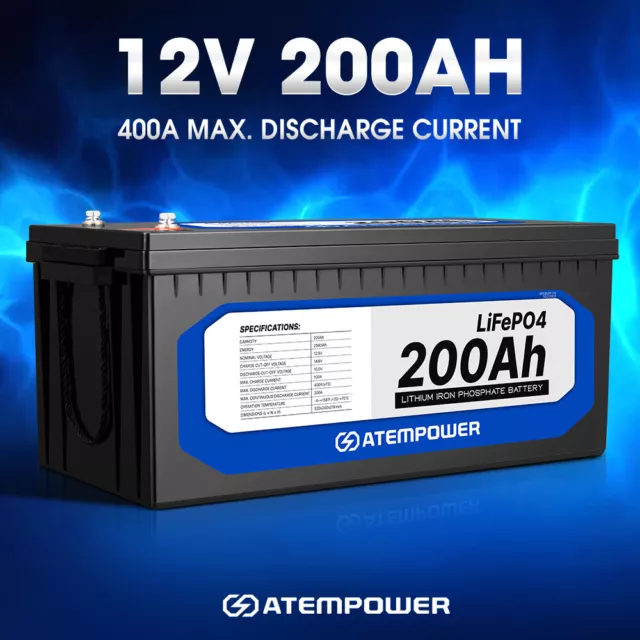 ATEMPOWER 12V 50Ah Lithium Battery LiFePO4 Deep Cycle Marine 4WD