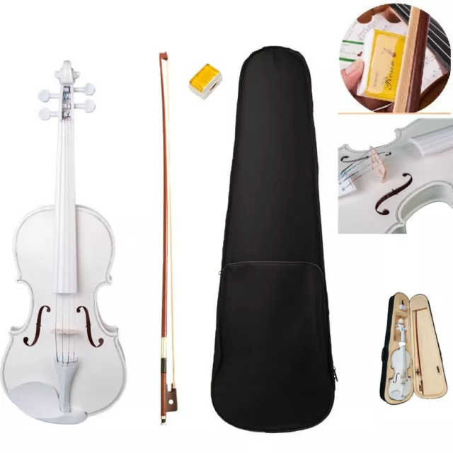 Kit de violon en bois massif blanc 4/4 avec colophane d'arc pour les étudiants 3