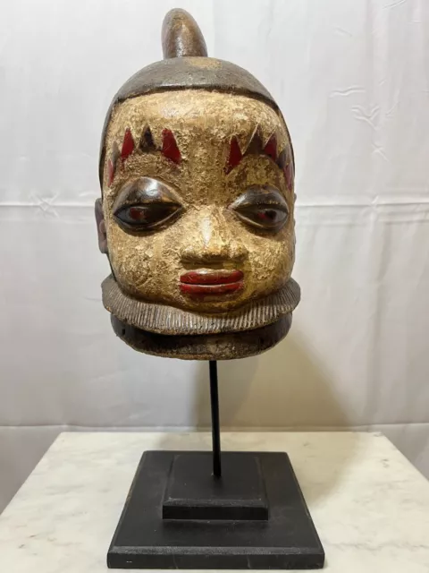 African Yoruba Helmet Mask Shango/Ebeji Ceremony Mask African Art 12" X 8" X 8"