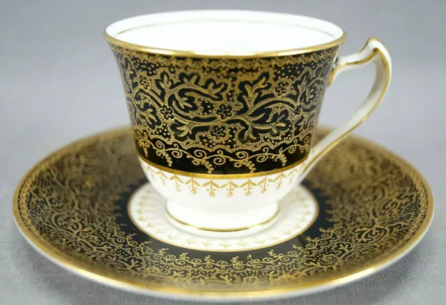 George Jones 27433 Gold Seaweed & Black Demitasse Cup & Saucer C. 1891-1920