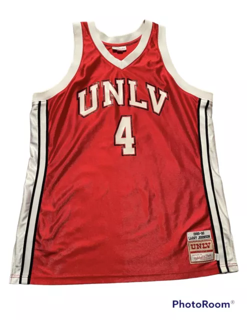 100% Authentic Larry Johnson 4 Mitchell & Ness 89 90 UNLV Jersey 52 XXL 2X Red