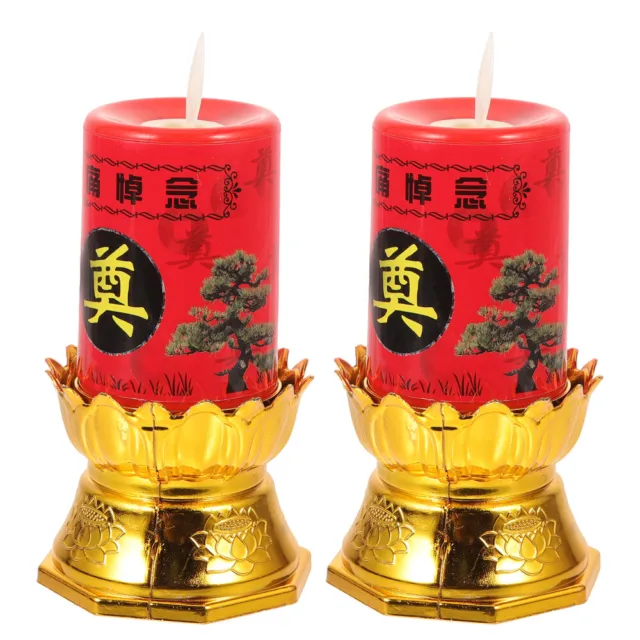 2 Pcs Retro-chinesisches Kerzenlicht 3D Docht Flackernde LED-Kerzenlampe Blinkt