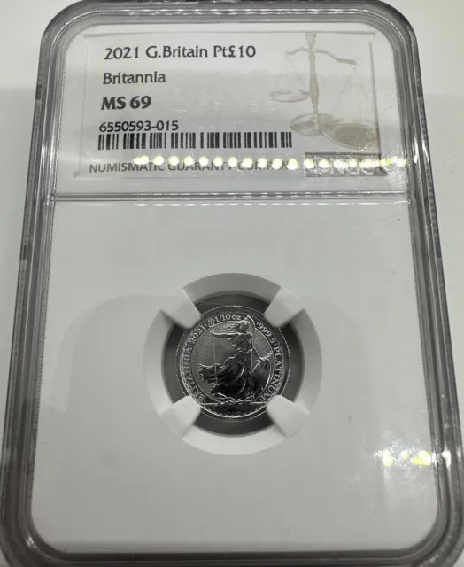 2021 Great Britain Platinum Britannia £10 Coin NGC MS69