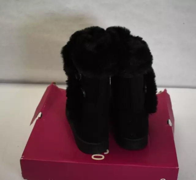 SO Abigail Women's Black Calf High Slip-on Faux-Fur Winter Boots Size 5 3