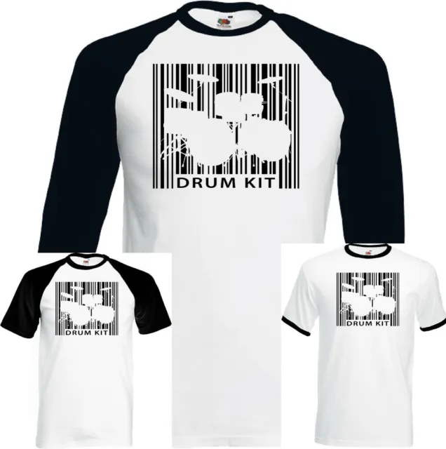 Drum Kit Barcode Mens Funny Drumming T-Shirt Drums Drummer Sticks Kit Snare