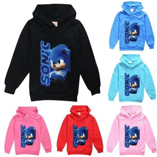 Sonic The hedgehog Hoodie Hoody Sweatshirt Pullover Jumper Kids Xmas Gifts 2-15Y