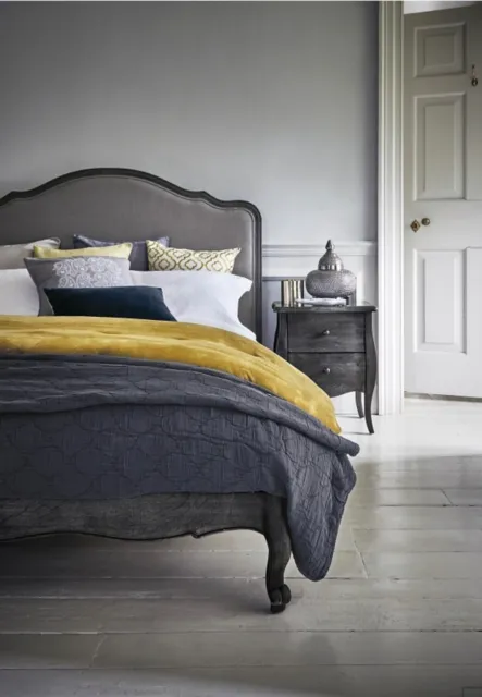 Feather and Black Upholstered Sienna Double Bed