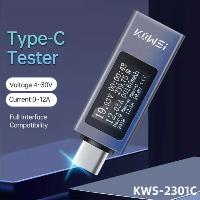 2024 Digital Display Voltage Ammeter Power Meter Type-c Tester New Charging V0Z5