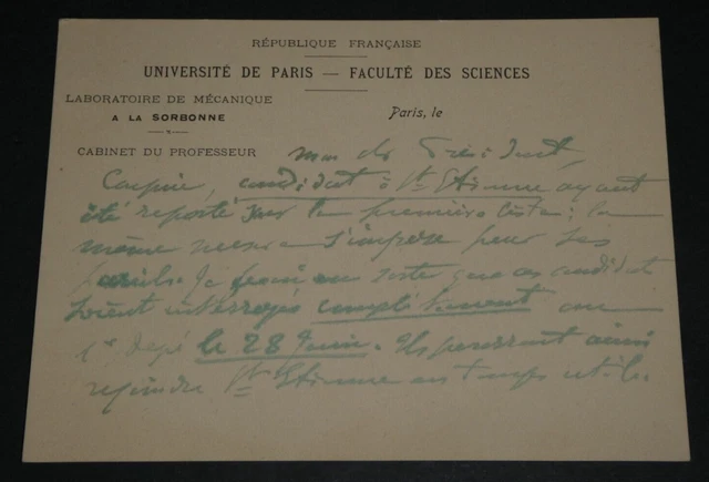 Auguste Grévy, Mathematician - Signed Autographed Postcard, 1905 - UK