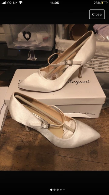 Scarpe da corte eleganti da sposa raso tacco alto cinturino alla caviglia taglia 4