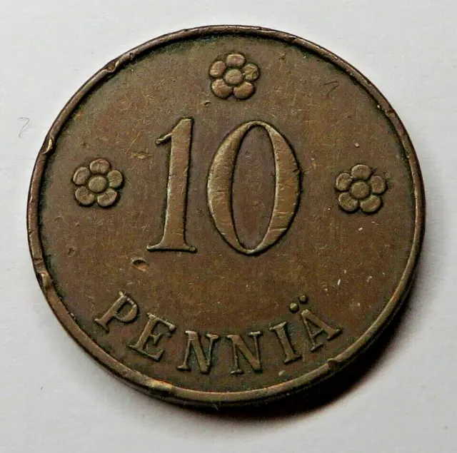 Finland 10 Pennia 1922 Copper KM#24