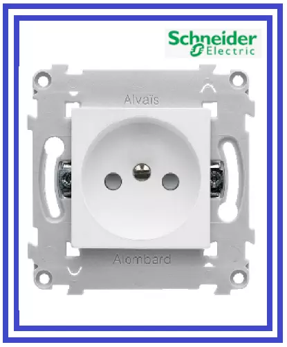 Prise électrique 2P Sans Terre Schneider Alombard Blanc - Réf. ALB82069, à Griffes, Neuve