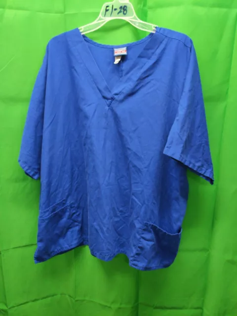 Cherokee Workwear Authentic  Women's V-Neck Scrub Top Space Blue Size 3XL