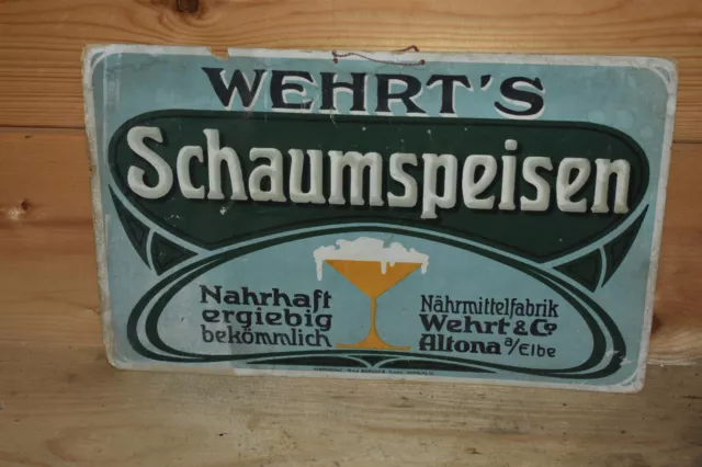 Altes Reklameschild 30er Jahre Wert`´s Schaumspeisen,Altona/Elbe,Original,Top!