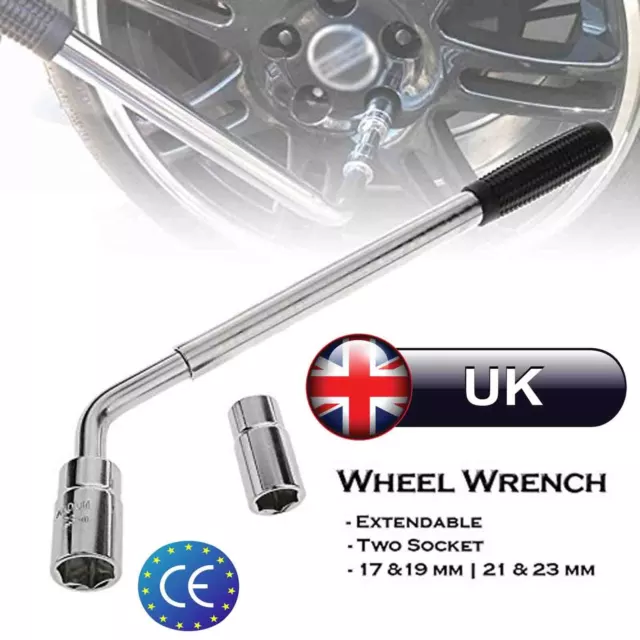 17mm 19mm 21mm 23mm HEAVY DUTY Extendable Car Wheel Brace Socket Tyre Nut Wrench